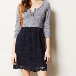 Anthropologie Lilka Striped Henley Lace Dress